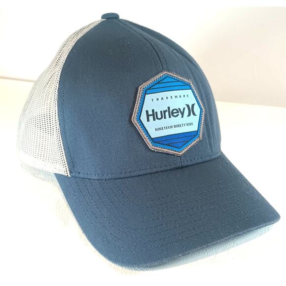 HURLEY PACIFIC PATCH DARK BLUE BASEBALL CAP MESH SNAPBACK YUPDONG SURFER - Picture 1 of 7